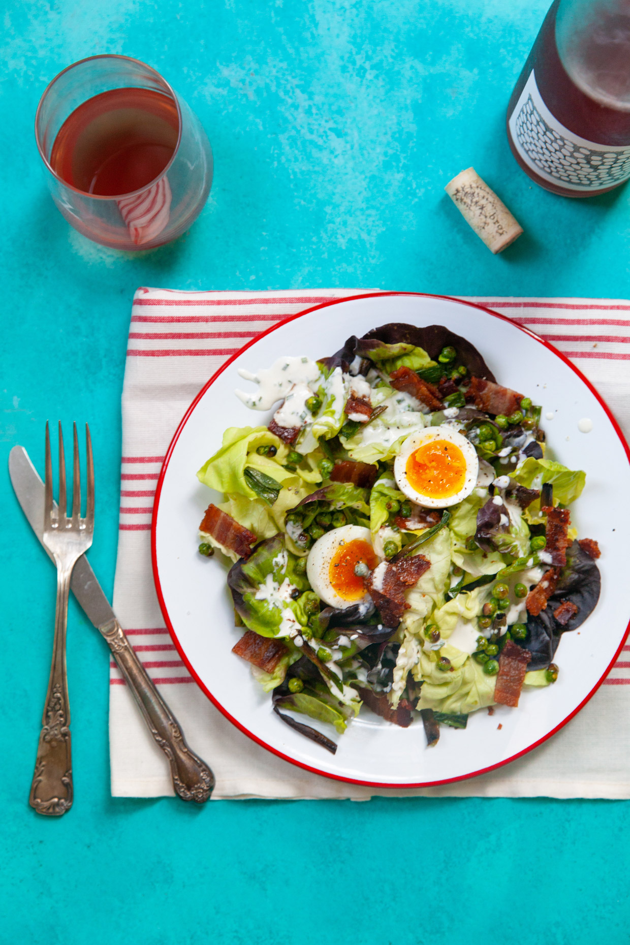 Bacon and Egg Salad with Crispy Peas and Scallions - Everyday Annie